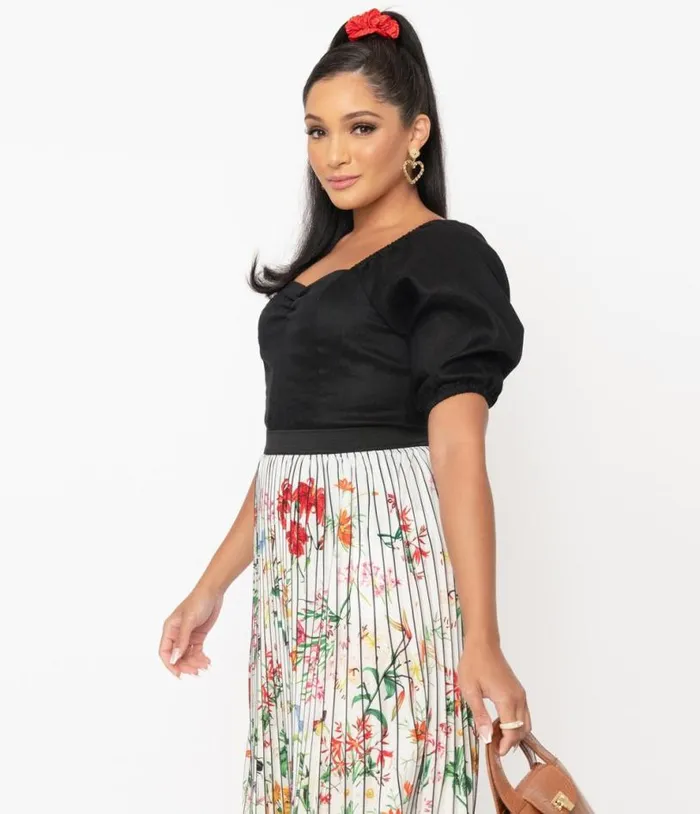 Magnolia Place Black Ruched Top Clothing Unique Vintage Blouses