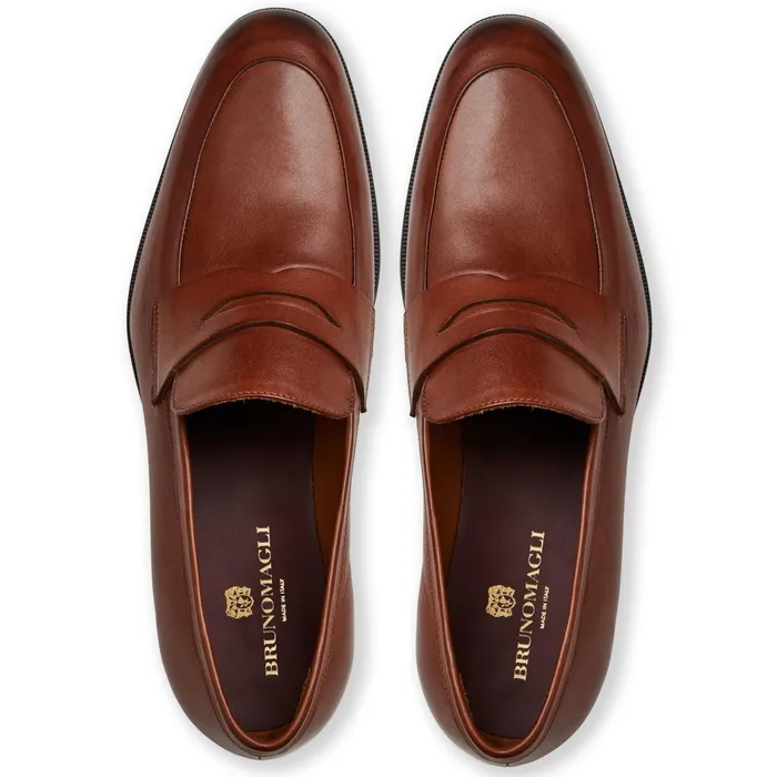 Maioco Slip On Loafer Cognac Leather Men Bruno Magli Dress Shoes