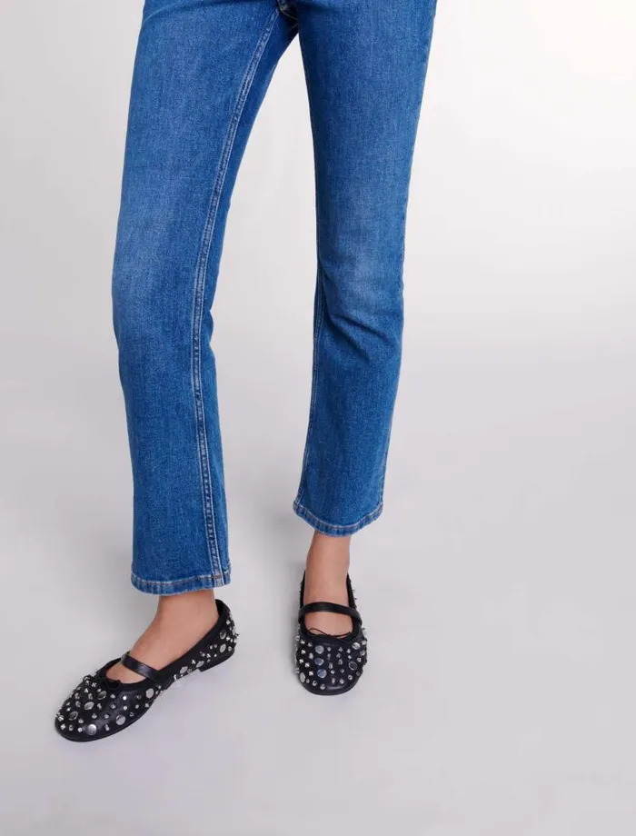 Maje Ballerinas Womens Studded Ballet Flats Black