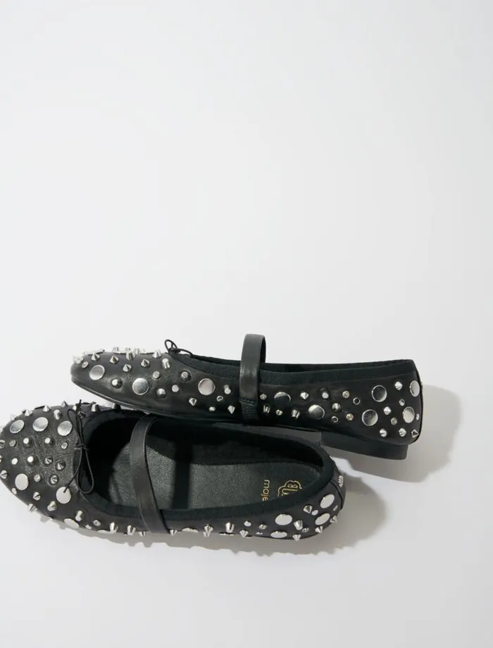 Maje Ballerinas Womens Studded Ballet Flats Black