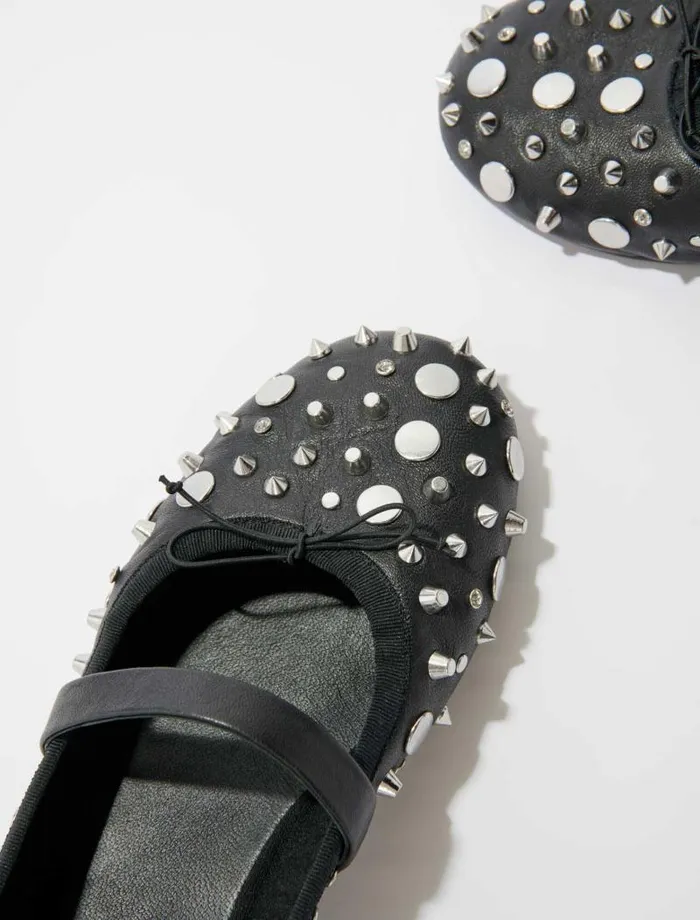 Maje Ballerinas Womens Studded Ballet Flats Black