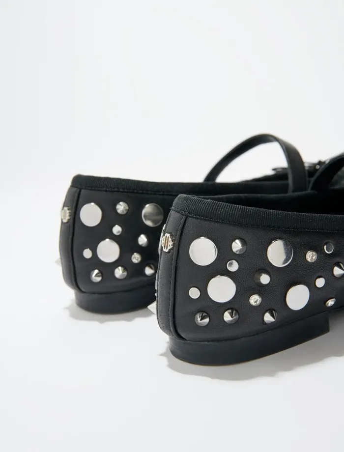Maje Ballerinas Womens Studded Ballet Flats Black