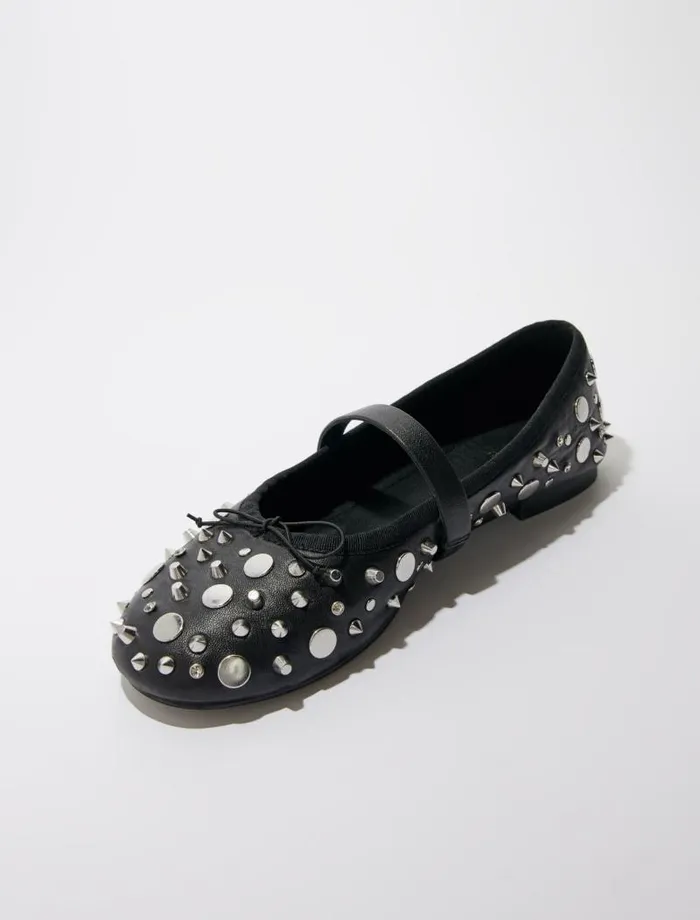 Maje Ballerinas Womens Studded Ballet Flats Black