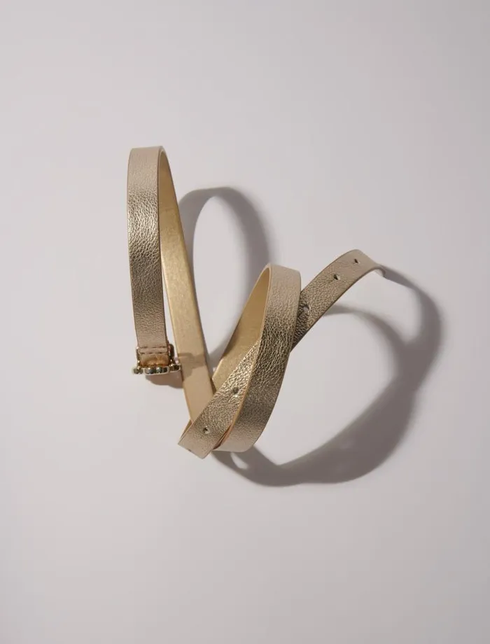 Maje Belts Womens Slim Belt With Clover Buckle Light Gold