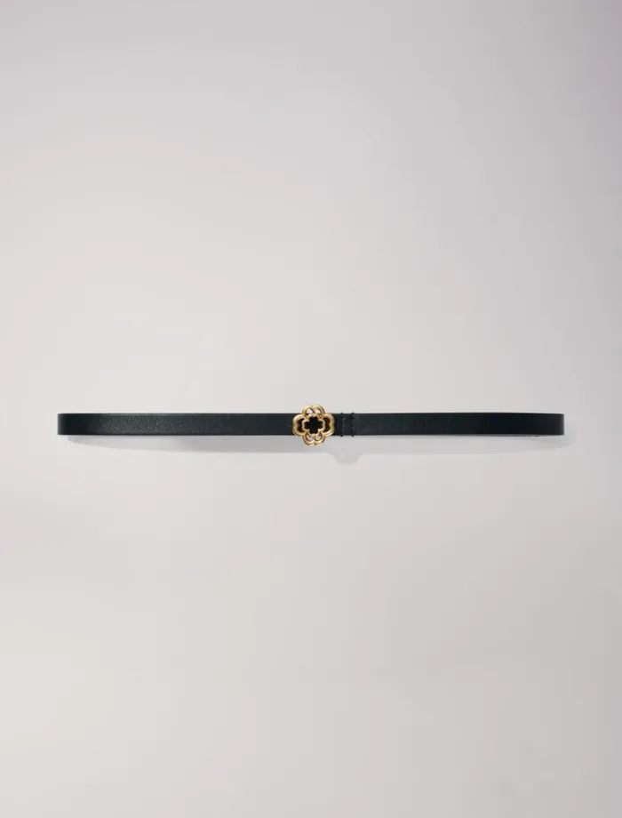 Maje Belts Womens Slim Clover Belt Black