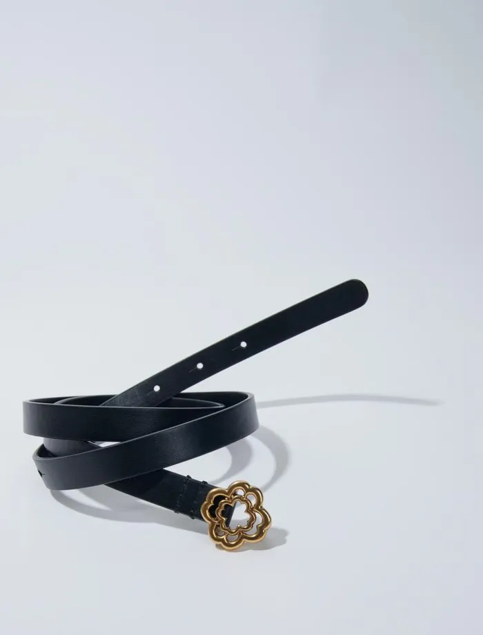 Maje Belts Womens Slim Clover Belt Black Maje Belts Womens Slim Clover Belt Black