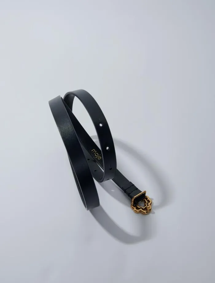 Maje Belts Womens Slim Clover Belt Black Maje Belts Womens Slim Clover Belt Black