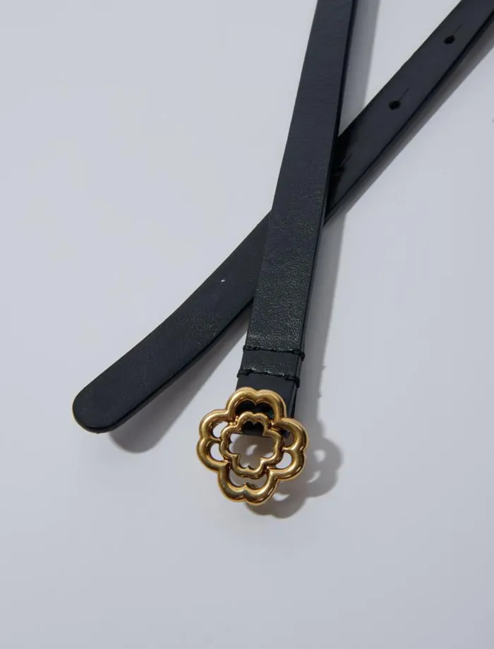 Maje Belts Womens Slim Clover Belt Black Maje Belts Womens Slim Clover Belt Black