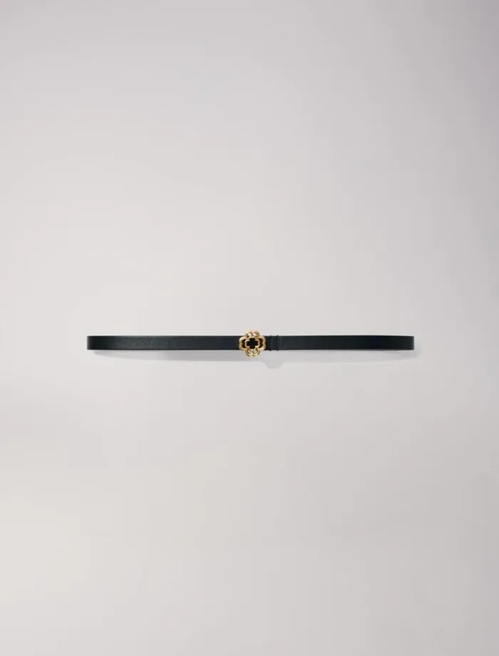 Maje Belts Womens Slim Clover Belt Black Maje Belts Womens Slim Clover Belt Black