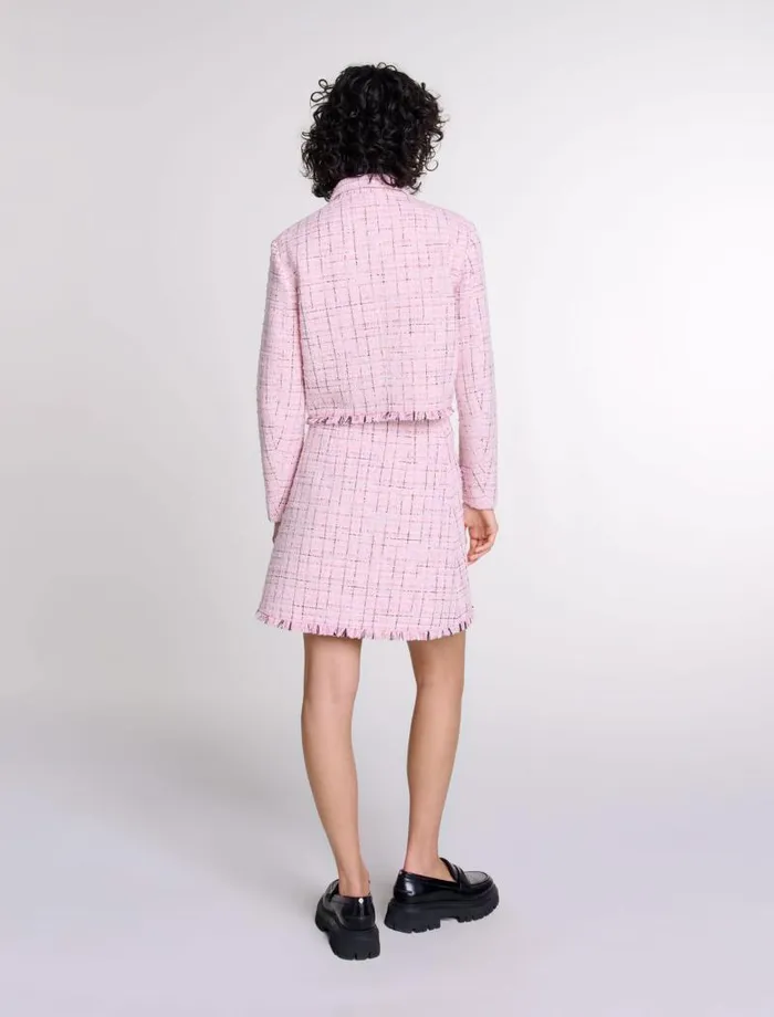 Maje Blazers and Jackets Womens Tweed Jacket Pink