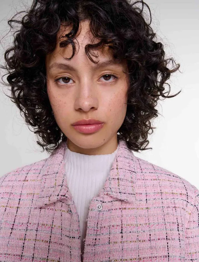 Maje Blazers and Jackets Womens Tweed Jacket Pink