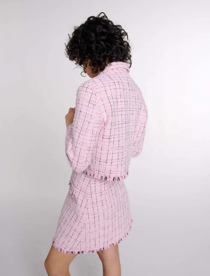 Maje Blazers and Jackets Womens Tweed Jacket Pink