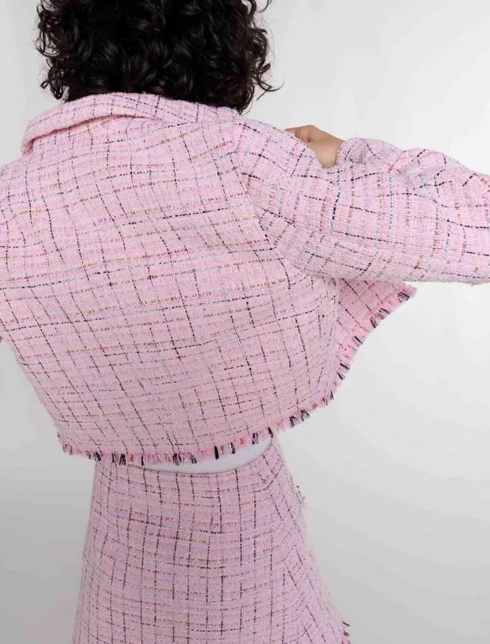 Maje Blazers and Jackets Womens Tweed Jacket Pink