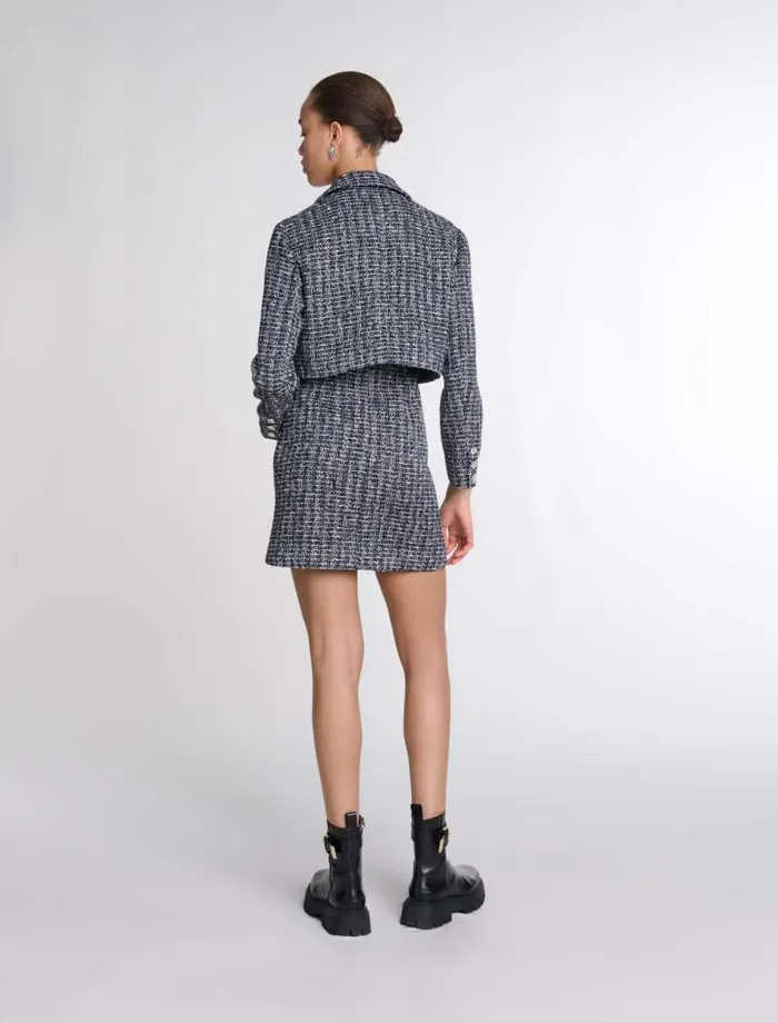 Maje Dresses Womens 2in1 Tweed Dress Blackwhite
