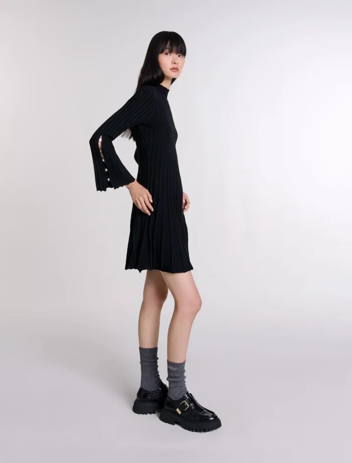Maje Dresses Womens Short Knit Dress Black