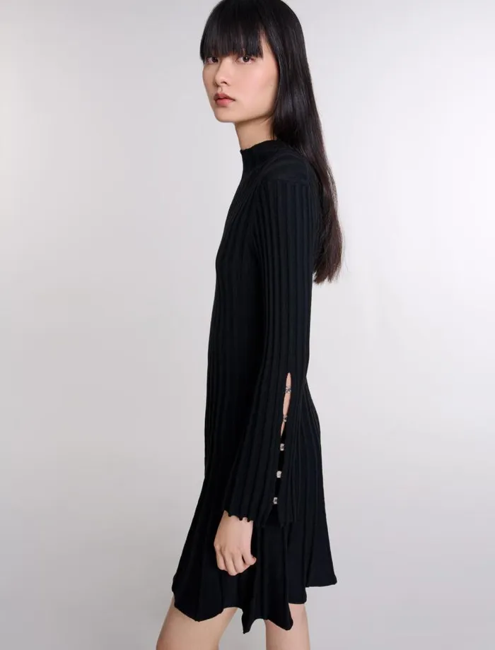 Maje Dresses Womens Short Knit Dress Black