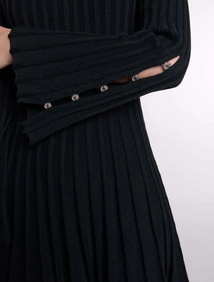 Maje Dresses Womens Short Knit Dress Black