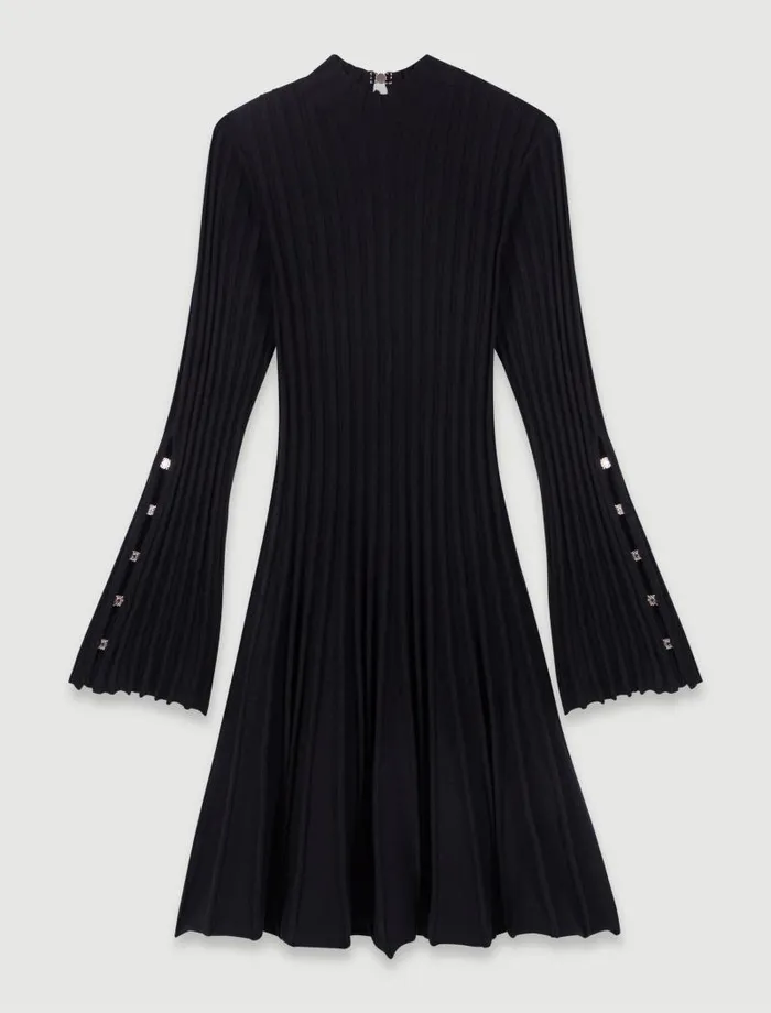 Maje Dresses Womens Short Knit Dress Black
