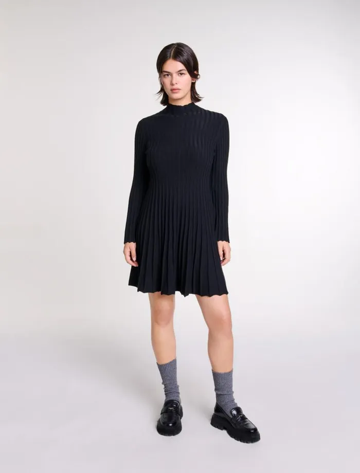 Maje Dresses Womens Short Knit Dress Black