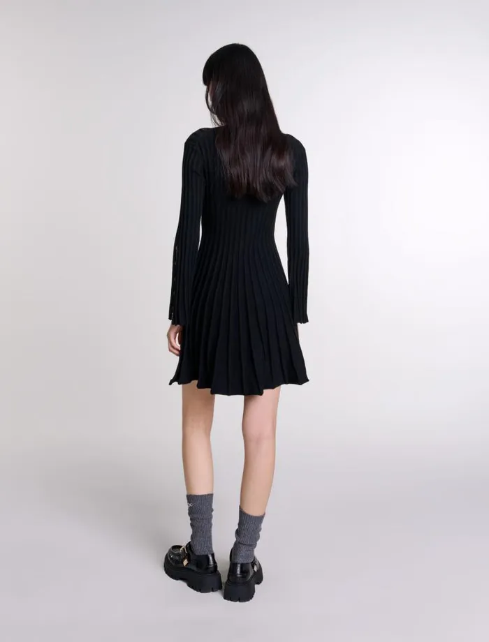 Maje Dresses Womens Short Knit Dress Black