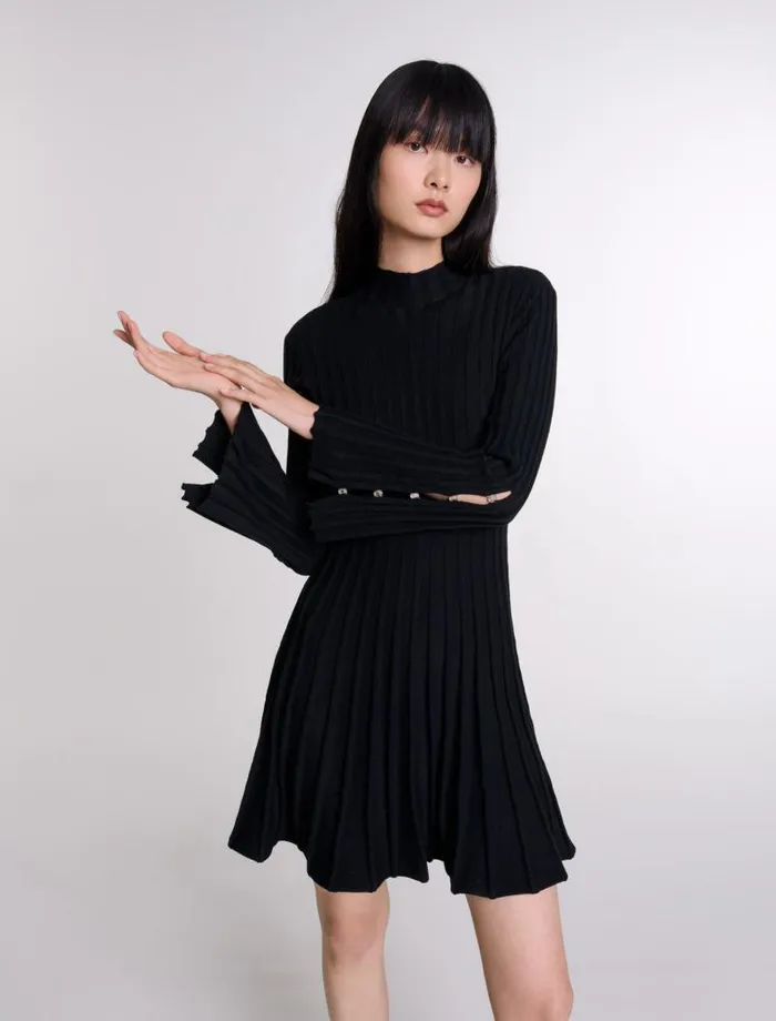 Maje Dresses Womens Short Knit Dress Black