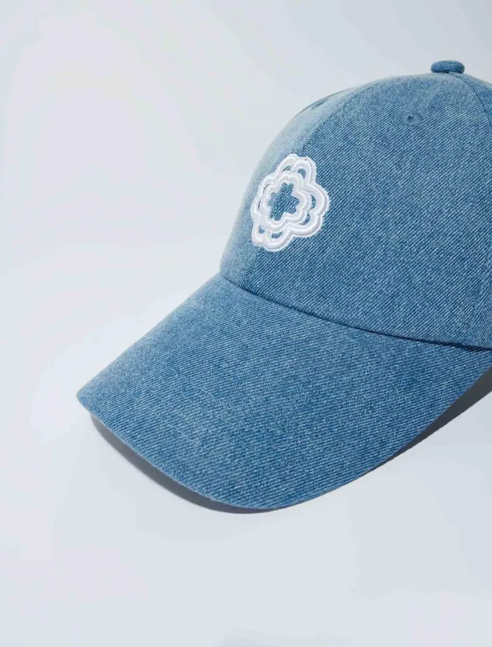 Maje Hats Womens Denim Cap With Clover Logo Blue