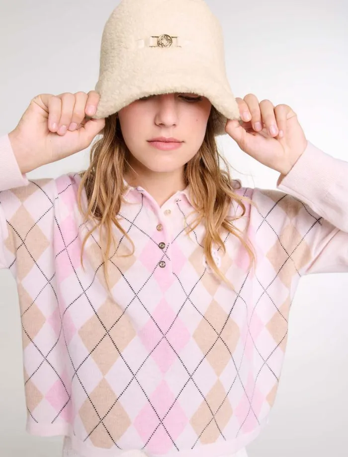 Maje Hats Womens Faux Fur Bucket Hat Ecru