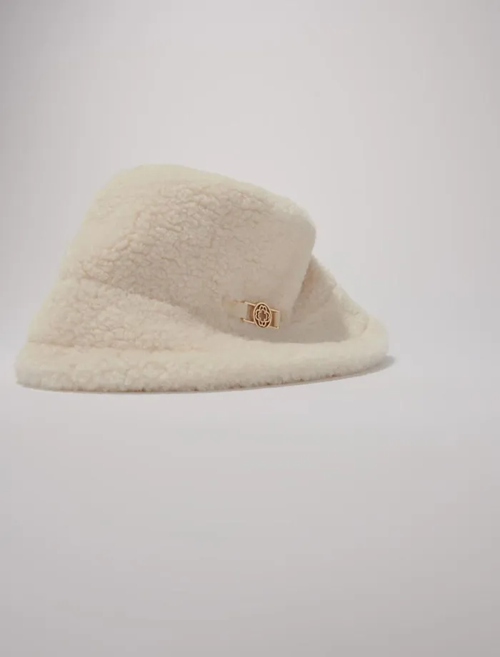 Maje Hats Womens Faux Fur Bucket Hat Ecru