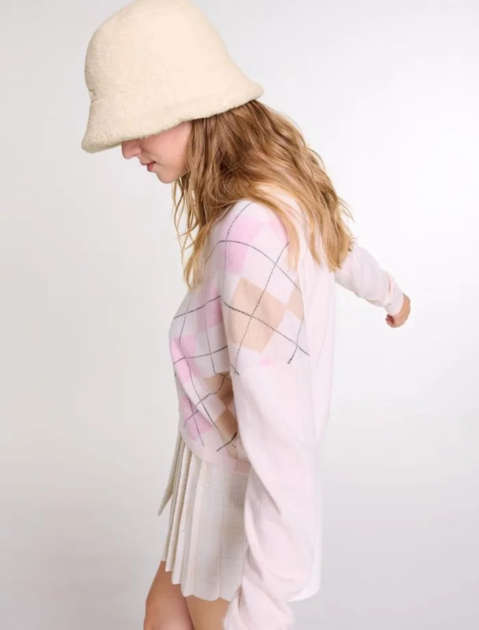 Maje Hats Womens Faux Fur Bucket Hat Ecru