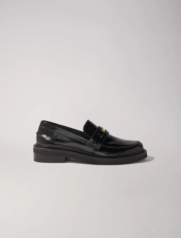 Maje Loafers and Mules Womens Leather Loafers Black