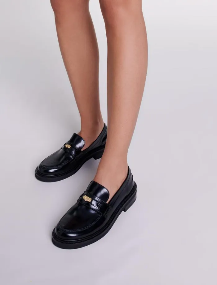 Maje Loafers and Mules Womens Leather Loafers Black
