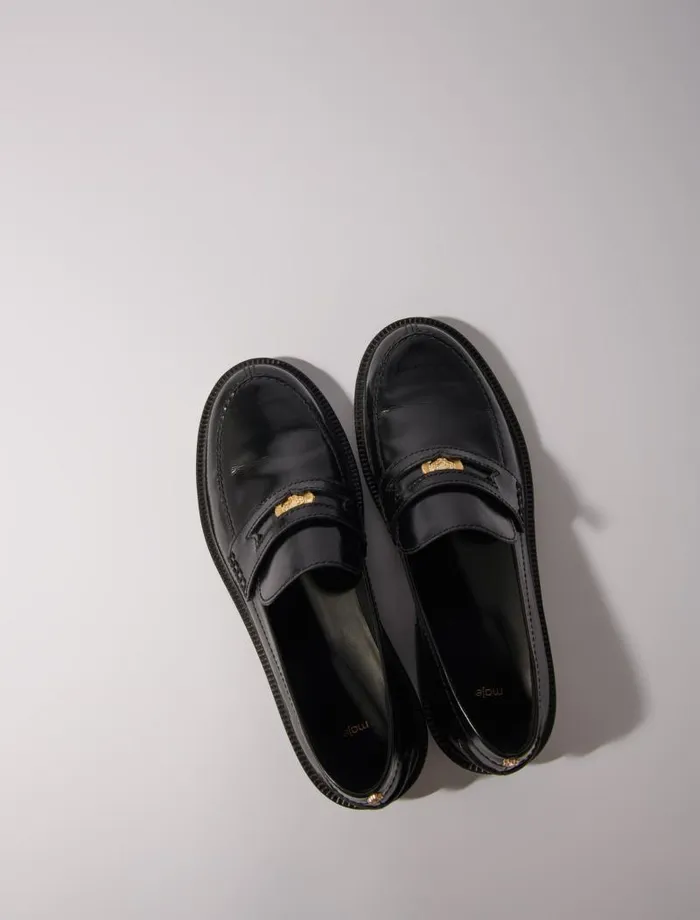 Maje Loafers and Mules Womens Leather Loafers Black