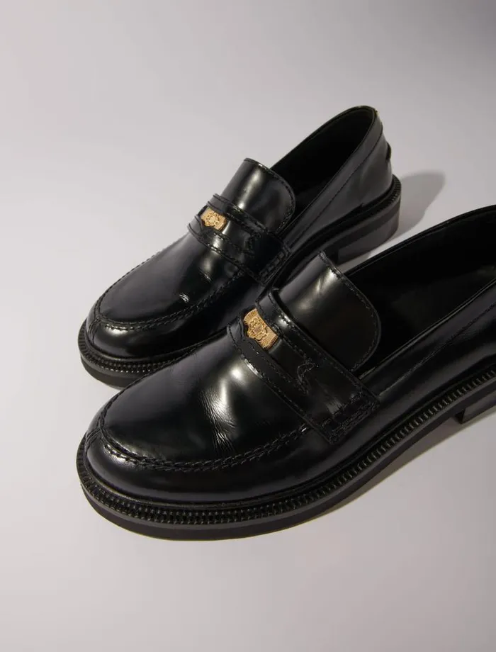 Maje Loafers and Mules Womens Leather Loafers Black