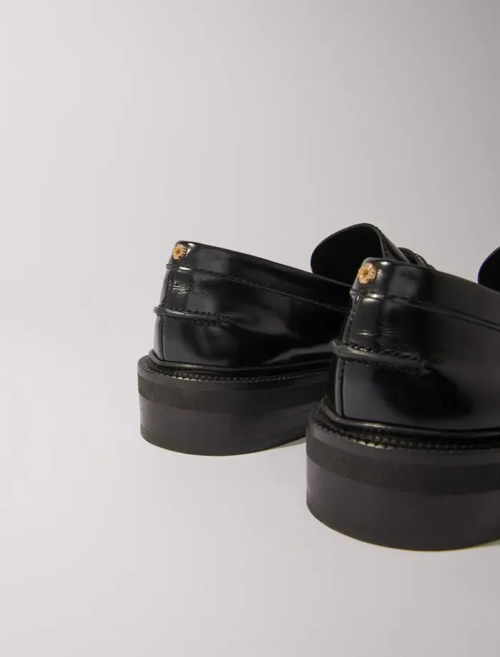 Maje Loafers and Mules Womens Leather Loafers Black