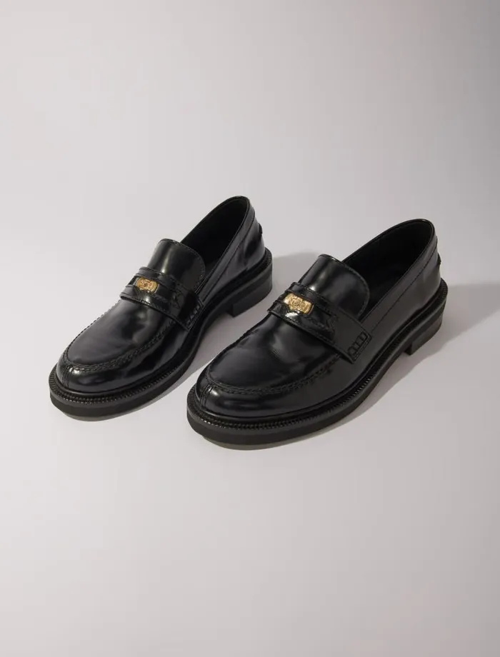 Maje Loafers and Mules Womens Leather Loafers Black