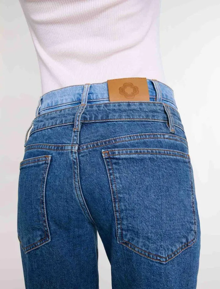Maje Pants and Jeans Womens Double Waistband Jeans Blue