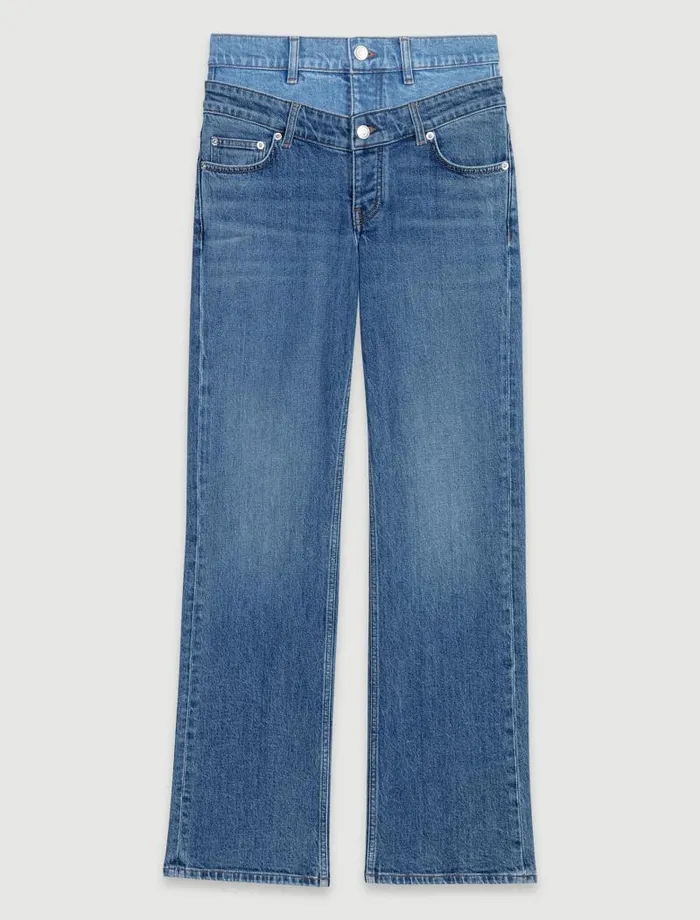 Maje Pants and Jeans Womens Double Waistband Jeans Blue
