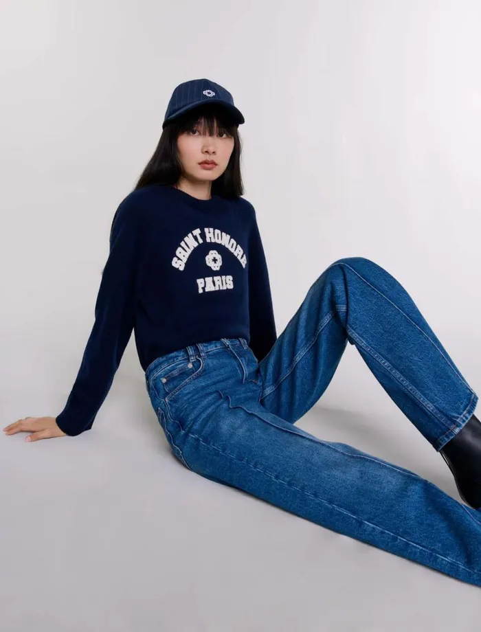 Maje Pants and Jeans Womens Straightleg Jeans Blue