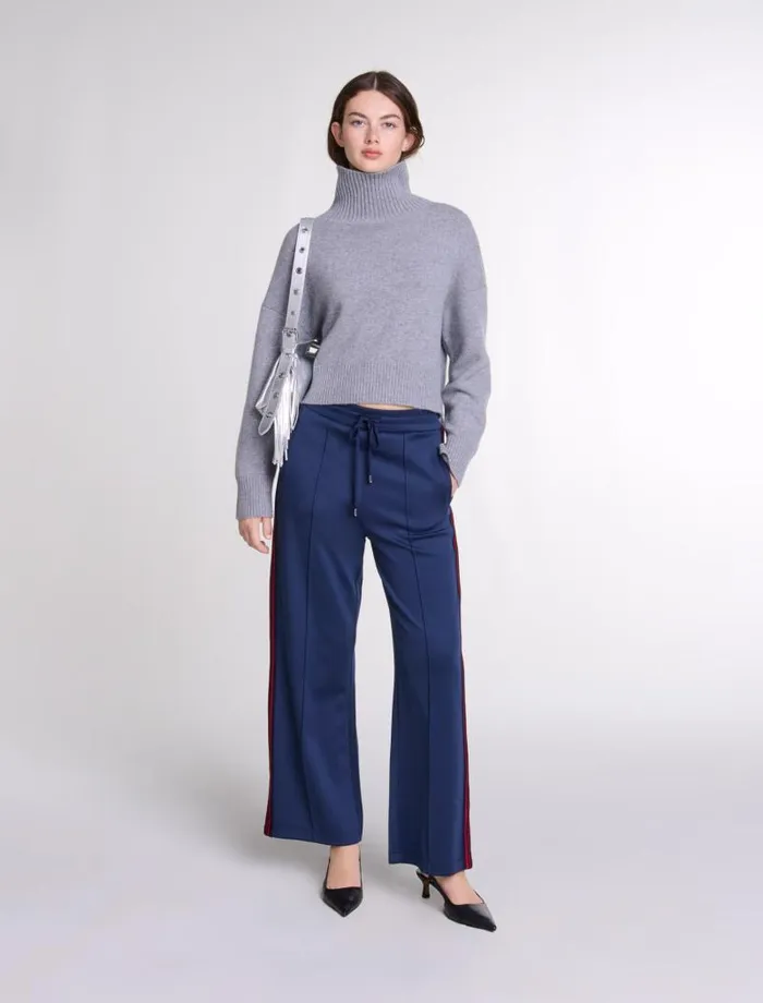 Maje Pants and Jeans Womens Striped Trousers Navy