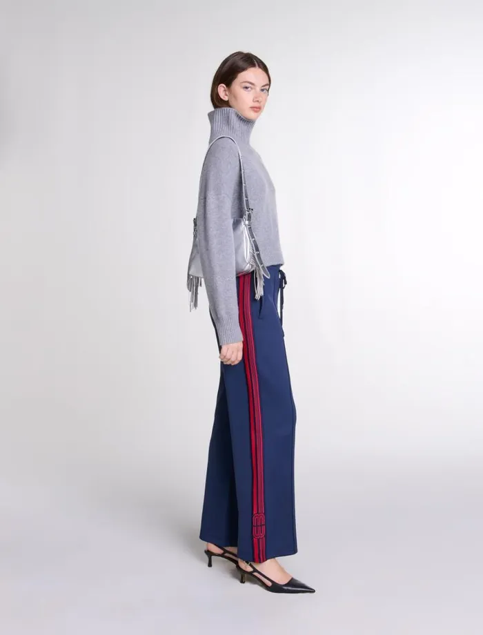 Maje Pants and Jeans Womens Striped Trousers Navy