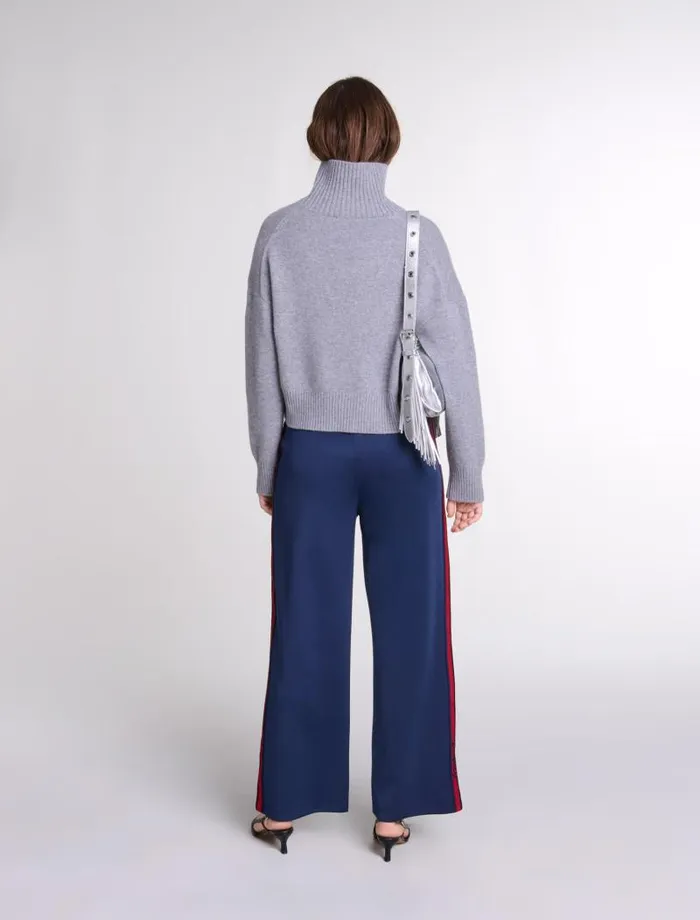 Maje Pants and Jeans Womens Striped Trousers Navy