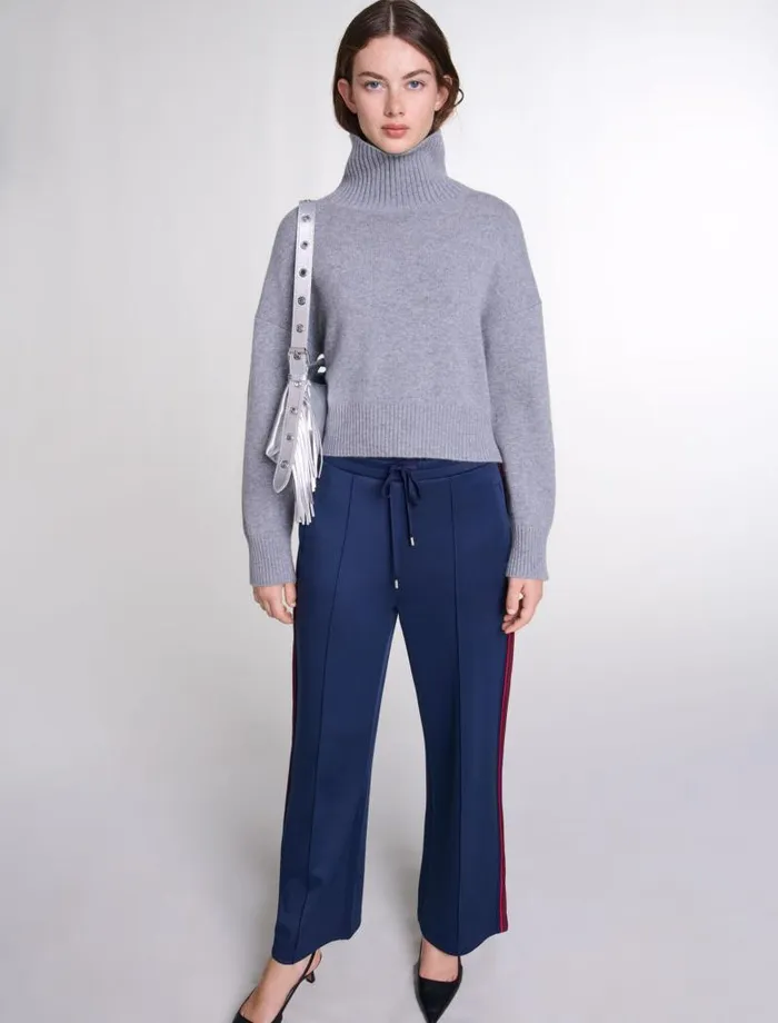 Maje Pants and Jeans Womens Striped Trousers Navy