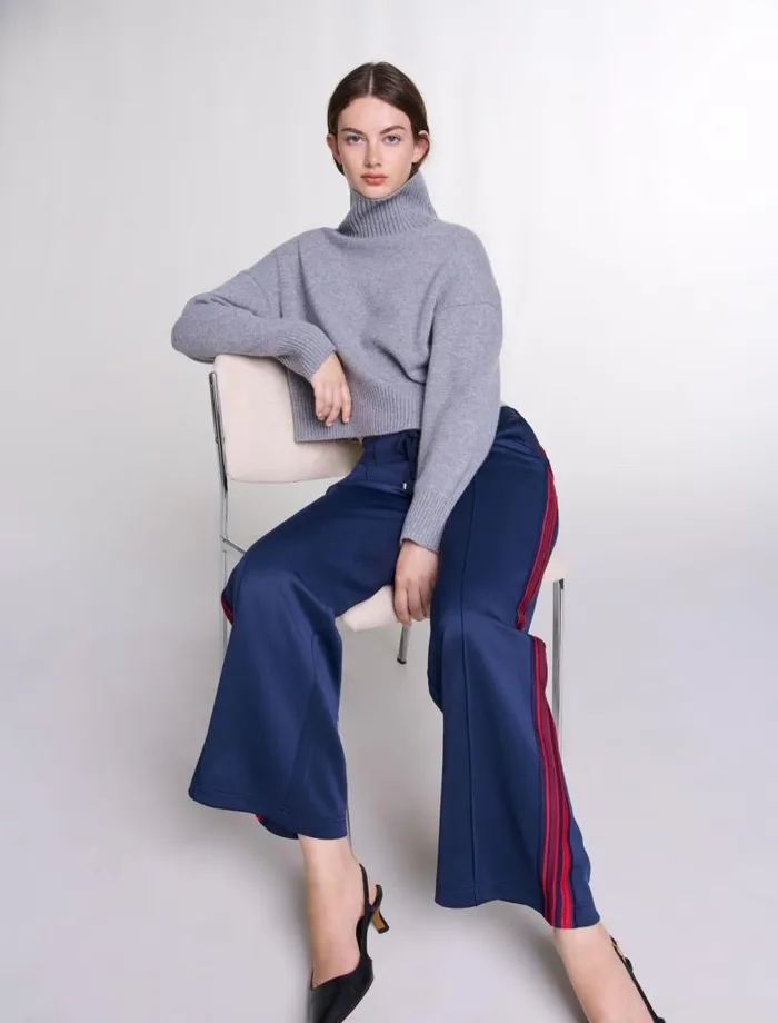 Maje Pants and Jeans Womens Striped Trousers Navy