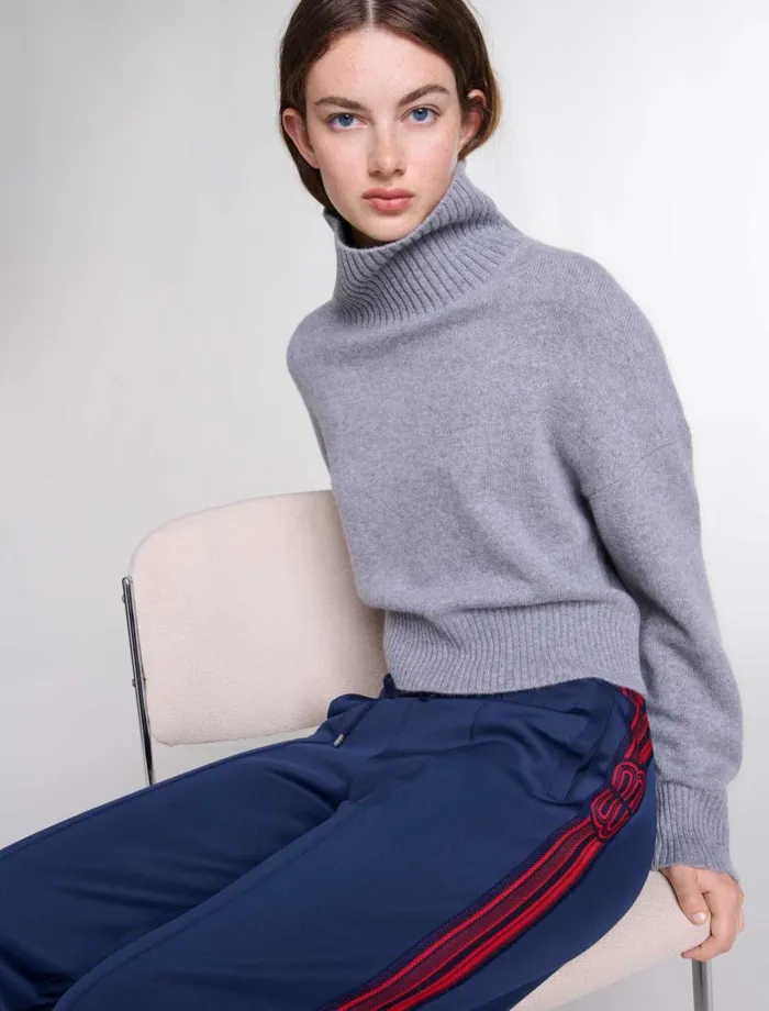Maje Pants and Jeans Womens Striped Trousers Navy