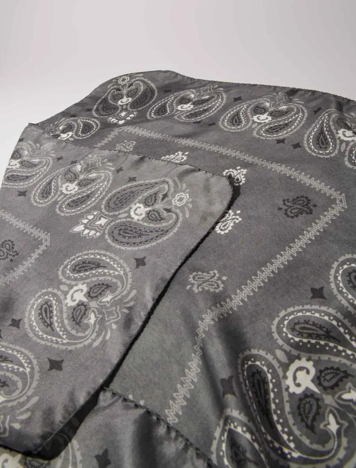 Maje Scarves and Ponchos Womens Silk Paisley Print Bandana Grey
