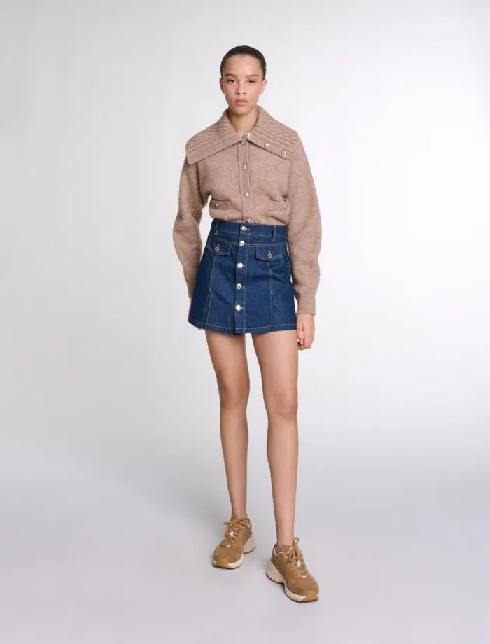 Maje Skirts and Shorts Womens Denim Skort Dark Blue