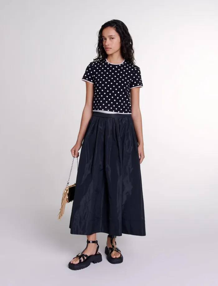 Maje Skirts and Shorts Womens Long Skirt With Contrast Waistband Black