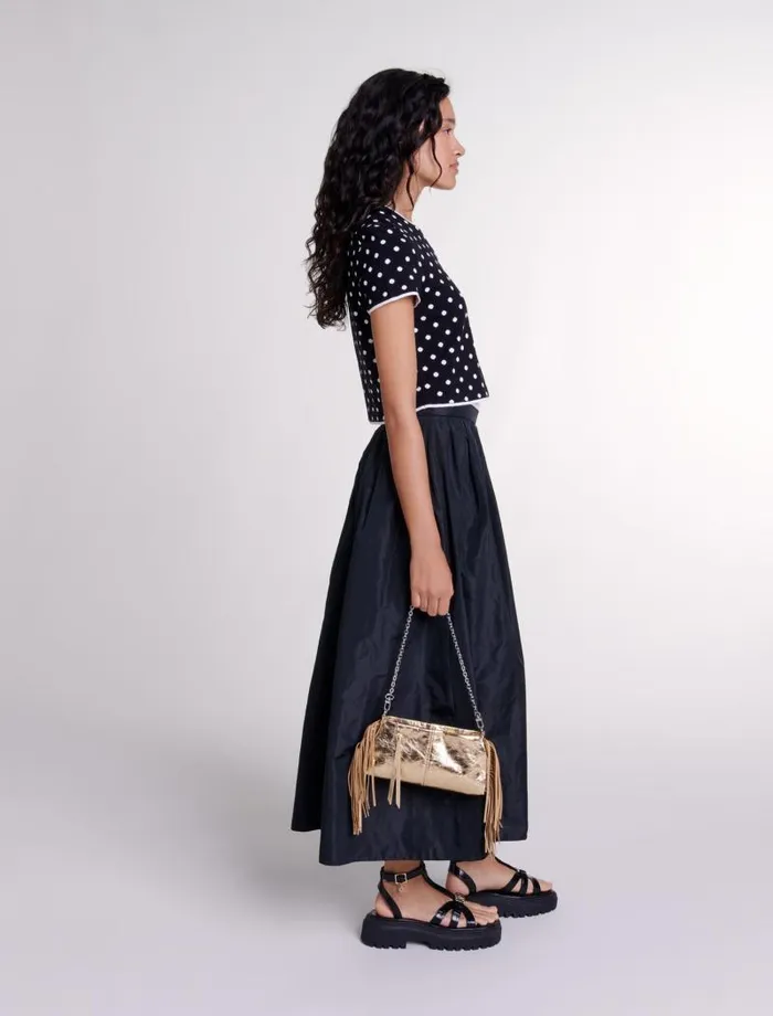 Maje Skirts and Shorts Womens Long Skirt With Contrast Waistband Black