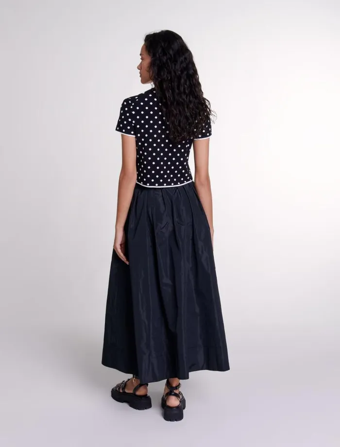 Maje Skirts and Shorts Womens Long Skirt With Contrast Waistband Black