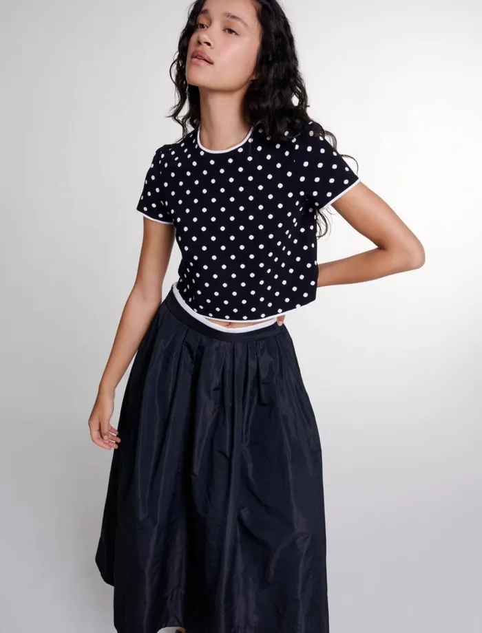 Maje Skirts and Shorts Womens Long Skirt With Contrast Waistband Black